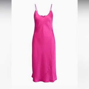 Wilfred Aritzia Only Slip Midi Dress in Hot Pink